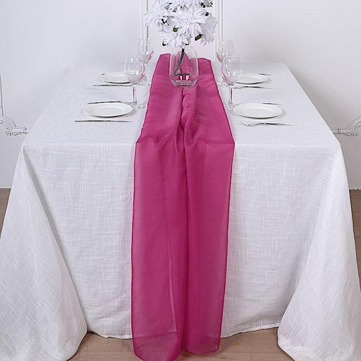 72" Premium Chiffon Extra Long Table Top Runner - Fuchsia SASH_24_FUSH