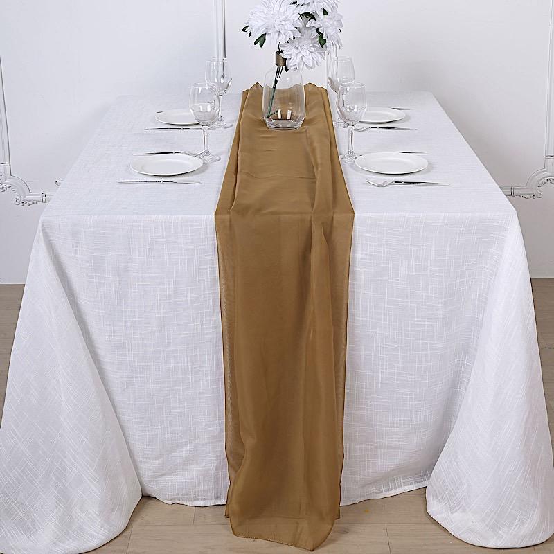 72" Premium Chiffon Extra Long Table Top Runner SASH_24_GOLD