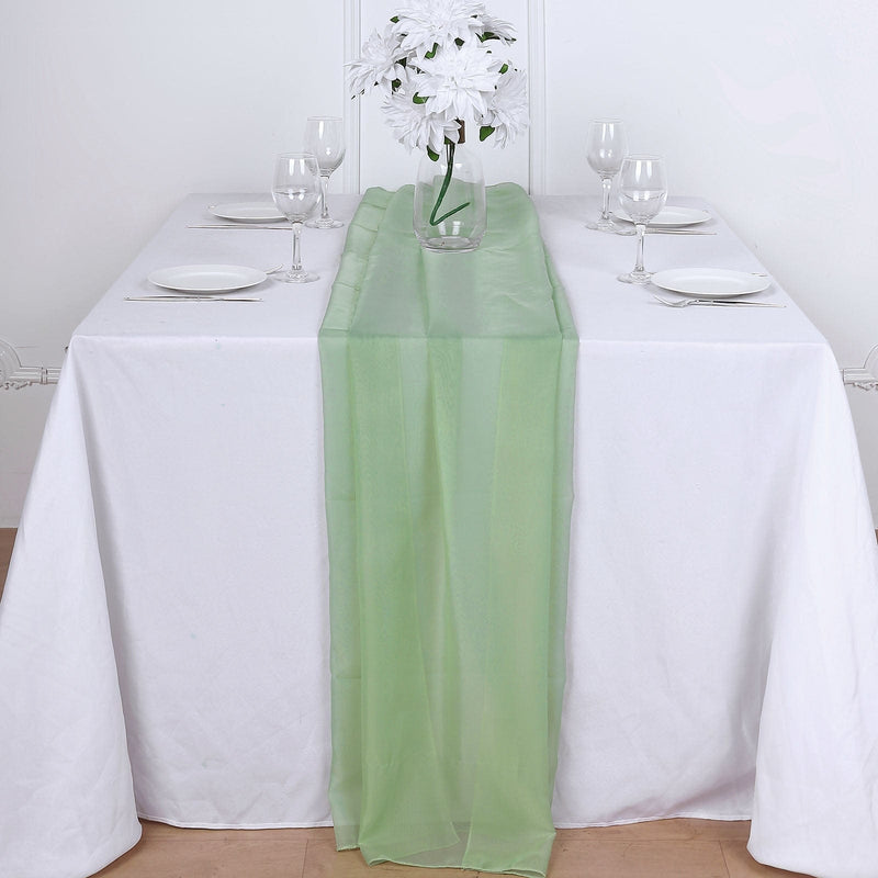 72" Premium Chiffon Extra Long Table Top Runner SASH_24_GRN
