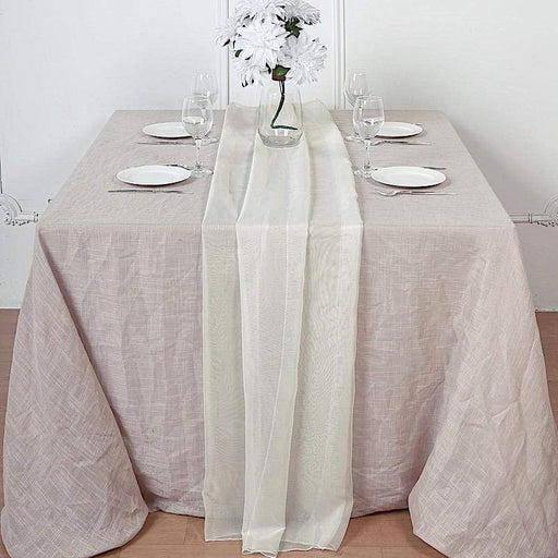 72" Premium Chiffon Extra Long Table Top Runner SASH_24_IVR