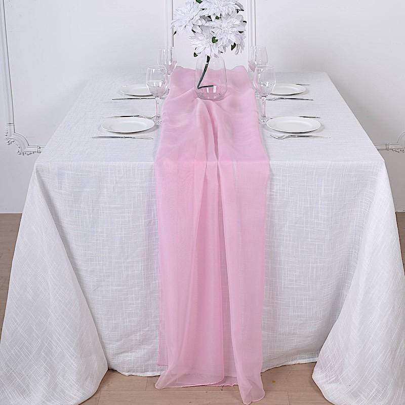 72" Premium Chiffon Extra Long Table Top Runner SASH_24_PINK