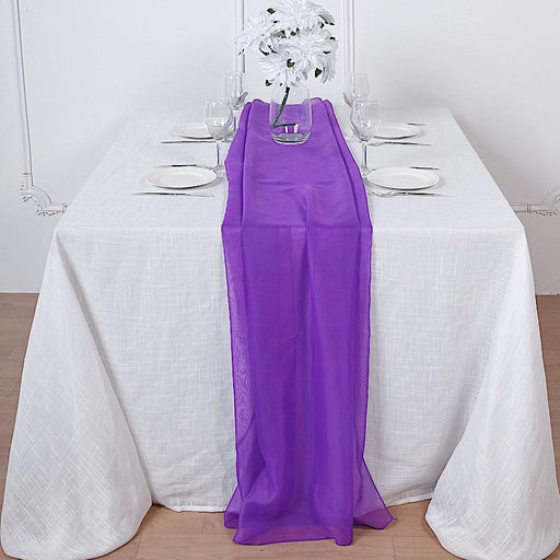 72" Premium Chiffon Extra Long Table Top Runner SASH_24_PURP