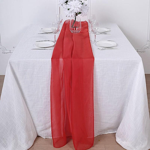 72" Premium Chiffon Extra Long Table Top Runner SASH_24_RED
