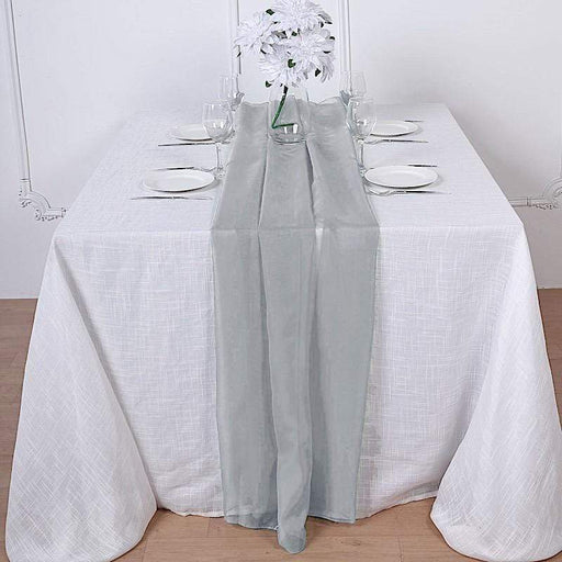 72" Premium Chiffon Extra Long Table Top Runner SASH_24_SILV