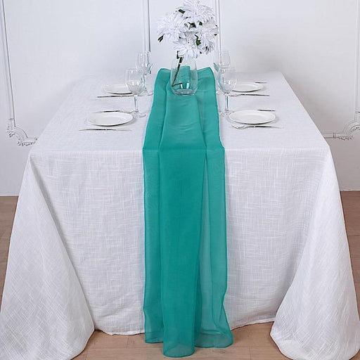 72" Premium Chiffon Extra Long Table Top Runner SASH_24_TURQ