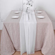 72" Premium Chiffon Extra Long Table Top Runner SASH_24_WHT