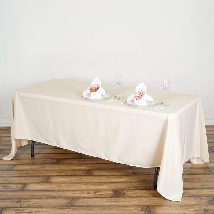 72" x 120" Polyester Rectangular Tablecloth - Beige TAB_72120_081_POLY