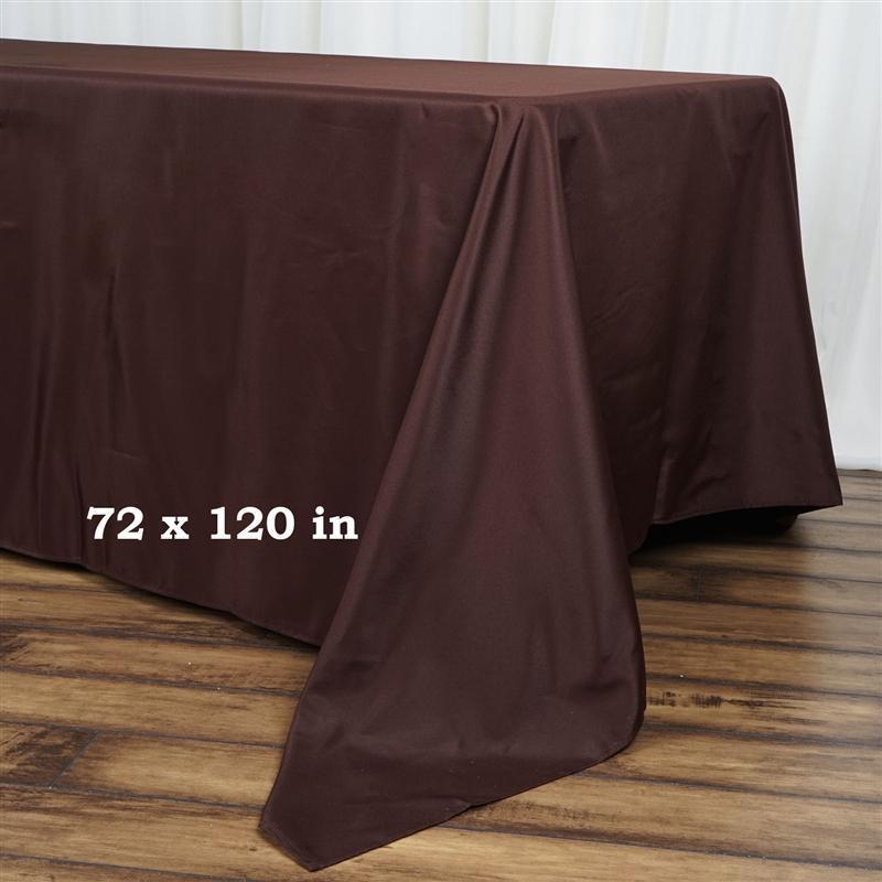 72" x 120" Polyester Rectangular Tablecloth - Chocolate Brown TAB_72120_CHOC
