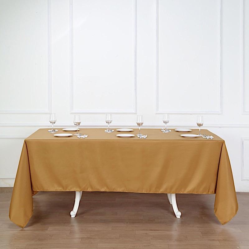 72" x 120" Polyester Rectangular Tablecloth - Gold TAB_72120_GOLD_POLY