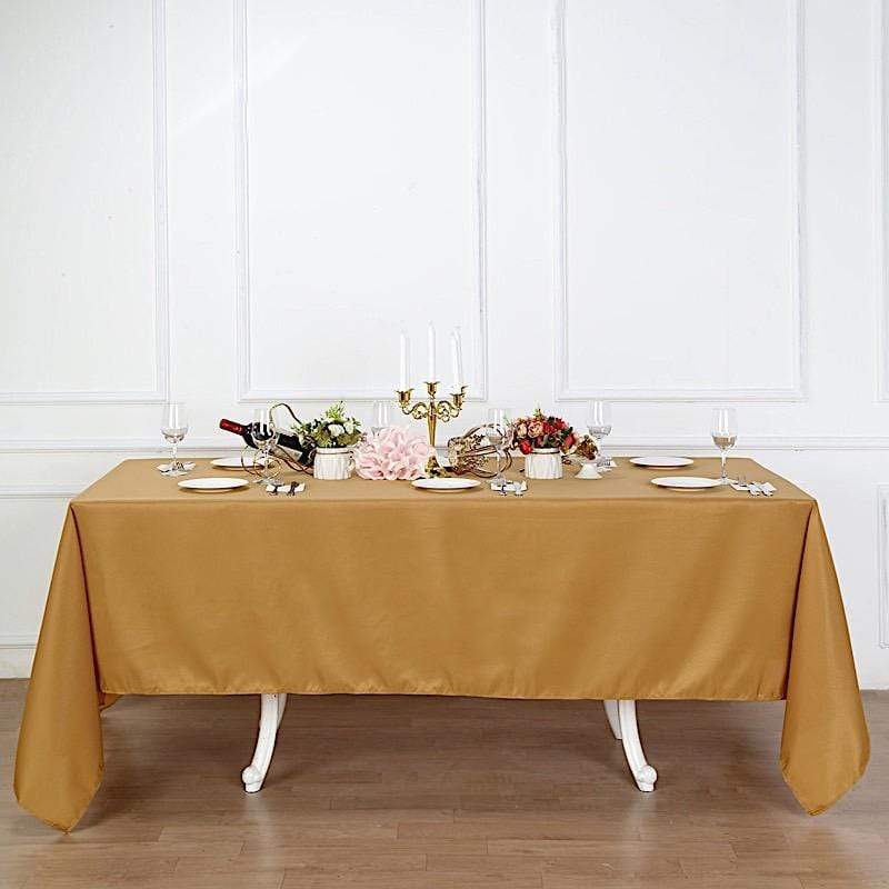 72" x 120" Polyester Rectangular Tablecloth - Gold TAB_72120_GOLD_POLY