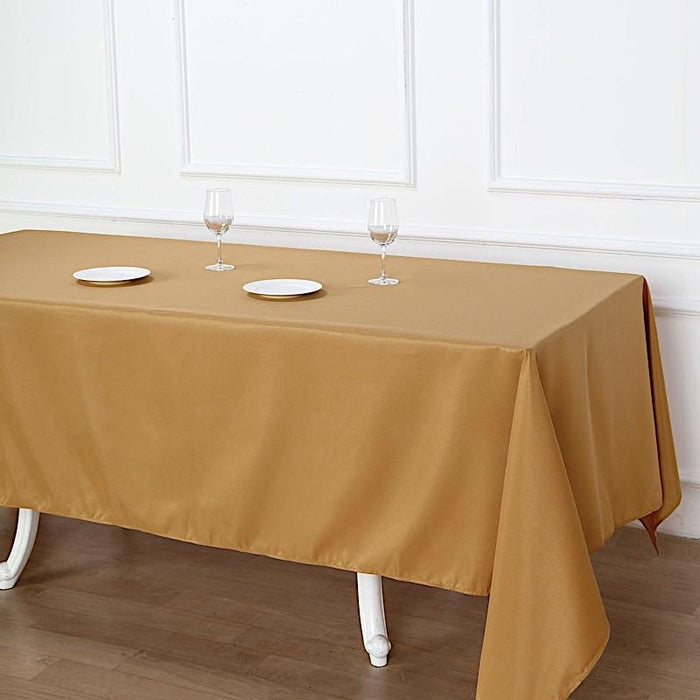72" x 120" Polyester Rectangular Tablecloth - Gold TAB_72120_GOLD_POLY