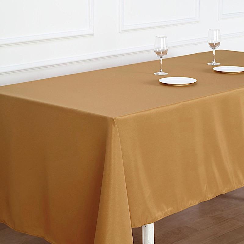 72" x 120" Polyester Rectangular Tablecloth - Gold TAB_72120_GOLD_POLY