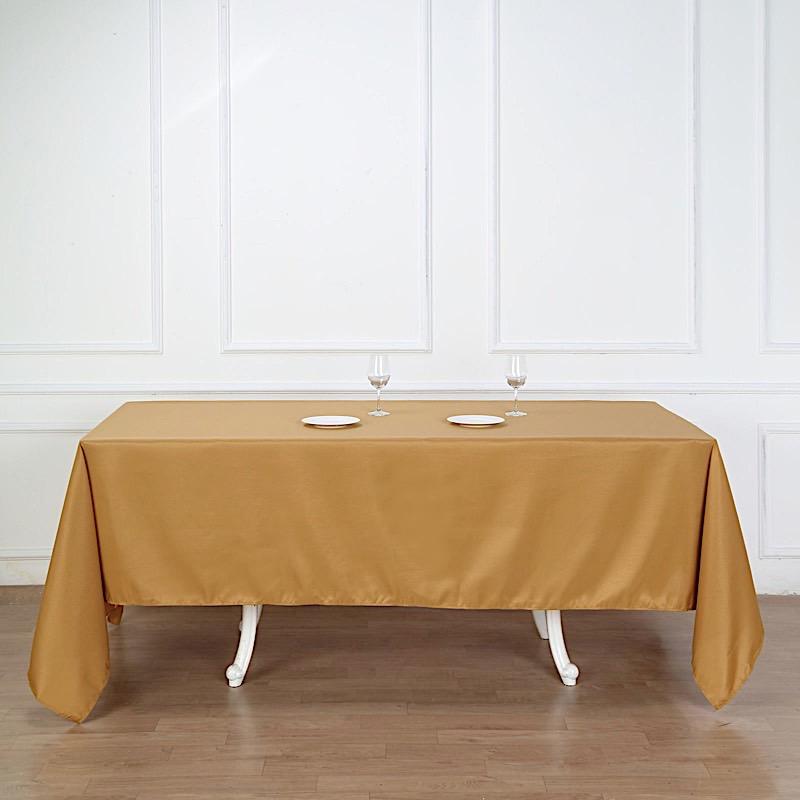 72" x 120" Polyester Rectangular Tablecloth - Gold TAB_72120_GOLD_POLY
