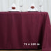 72" x 120" Polyester Rectangular Tablecloth - Burgundy TAB_72120_BURG