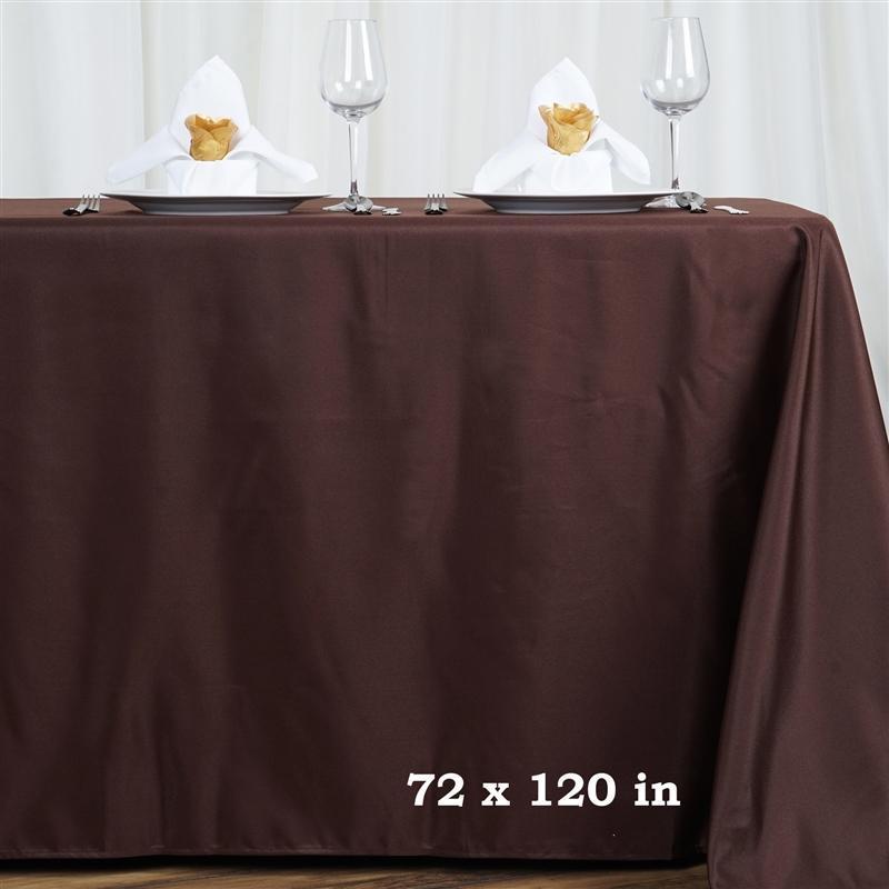 72" x 120" Polyester Rectangular Tablecloth - Chocolate Brown TAB_72120_CHOC