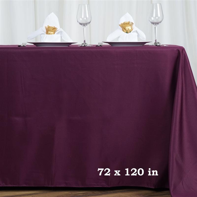 72" x 120" Polyester Rectangular Tablecloth - Eggplant Purple TAB_72120_EGG