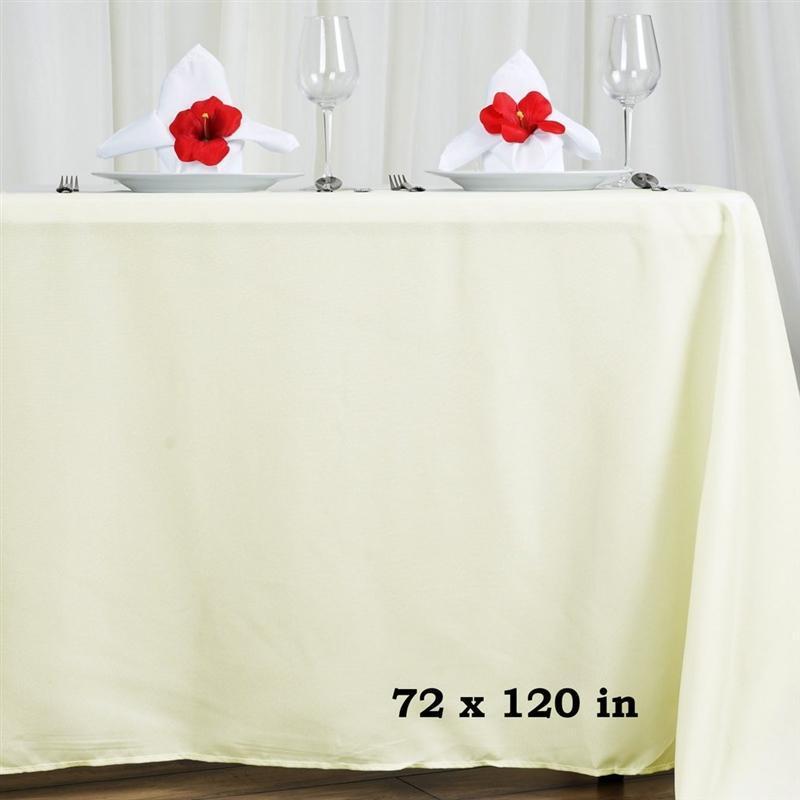 72" x 120" Polyester Rectangular Tablecloth - Ivory TAB_72120_IVR