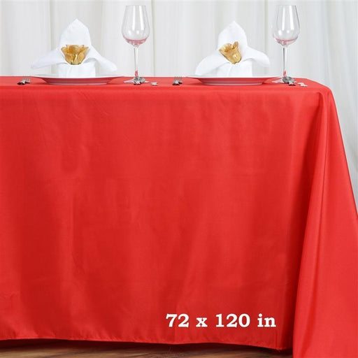 72" x 120" Polyester Rectangular Tablecloth - Red TAB_72120_RED