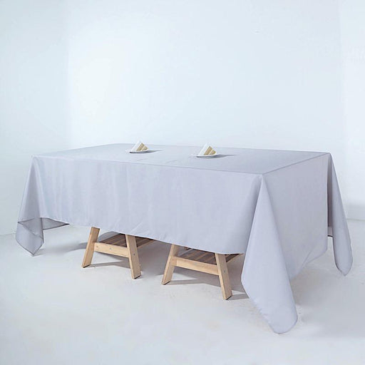 72" x 120" Polyester Rectangular Tablecloth - Silver Light Gray TAB_72120_SILV