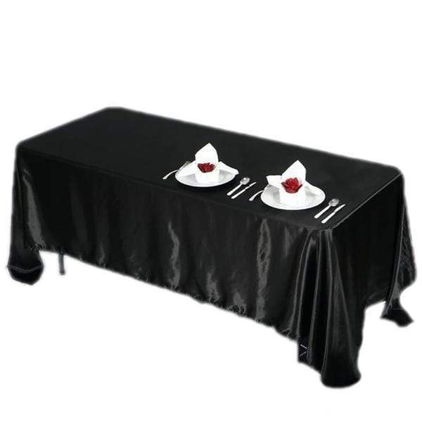 72" x 120" Satin Rectangular Tablecloth - Black TAB_STN_72120_BLK