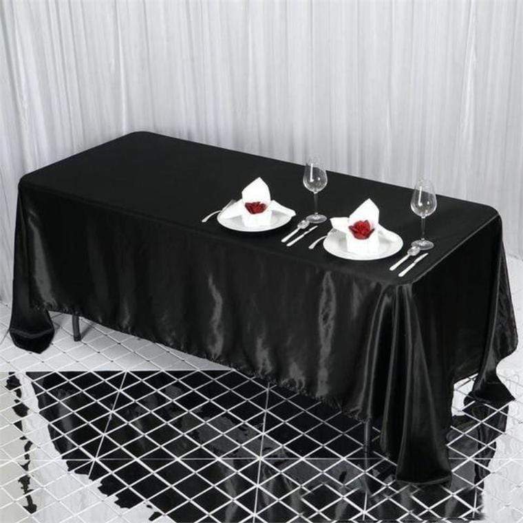 72" x 120" Satin Rectangular Tablecloth - Black TAB_STN_72120_BLK