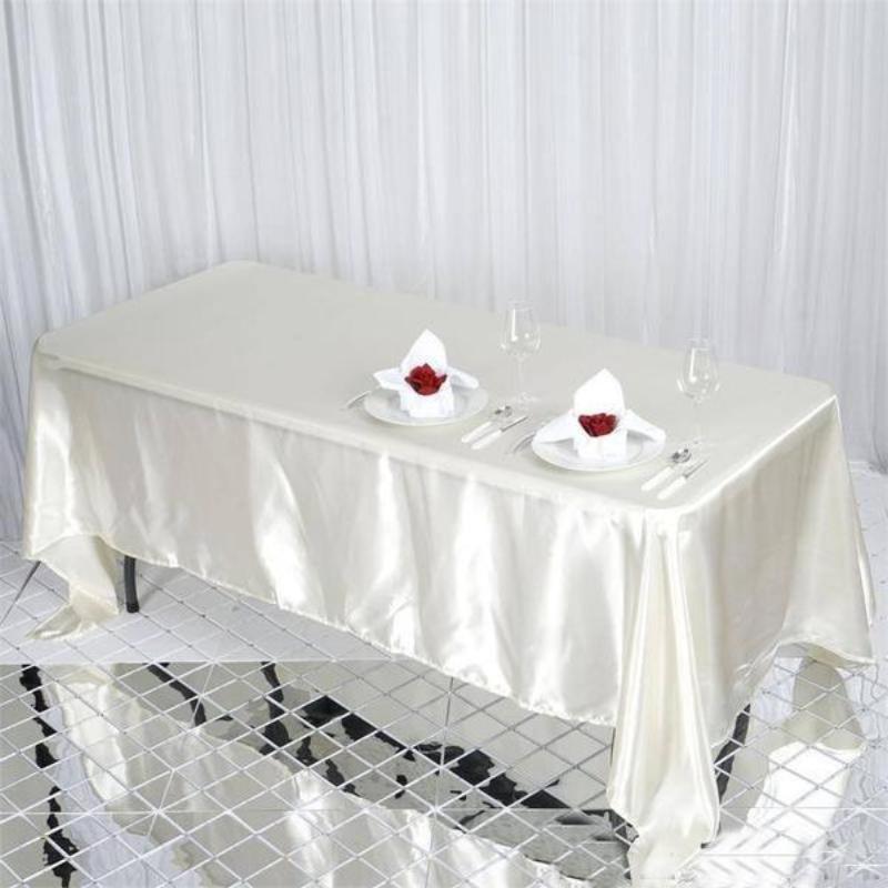 72" x 120" Satin Rectangular Tablecloth - Ivory TAB_STN_72120_IVR