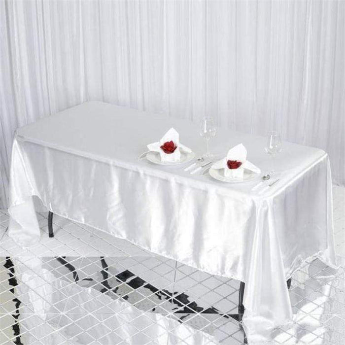 72" x 120" Satin Rectangular Tablecloth - White TAB_STN_72120_WHT