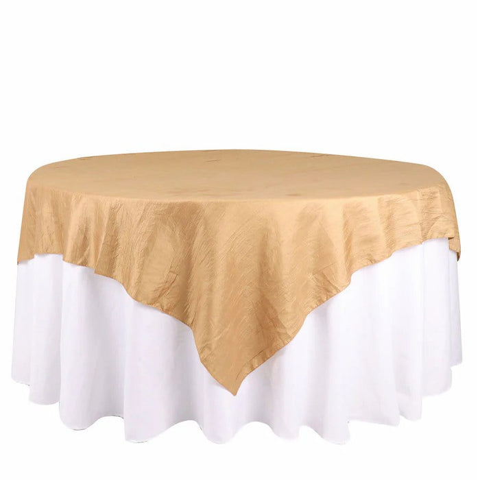 72" x 72" Accordion Crinkled Taffeta Square Table Overlay LAY72_ACRNK_GOLD