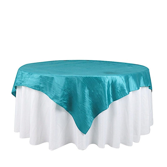 72" x 72" Accordion Crinkled Taffeta Square Table Overlay LAY72_ACRNK_TEAL