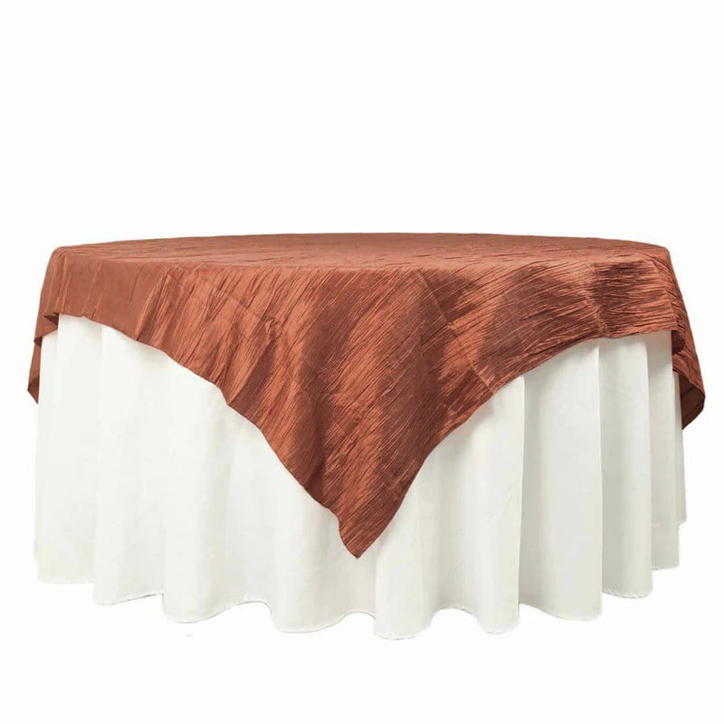 72" x 72" Accordion Crinkled Taffeta Square Table Overlay LAY72_ACRNK_TERC