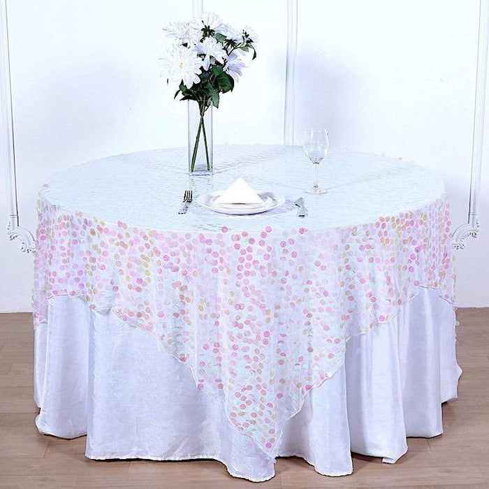 72" x 72" Big Payette Sequined Table Overlay LAY72_71_ABW