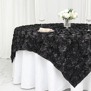 72" x 72" Satin Ribbon Roses Table Overlay
