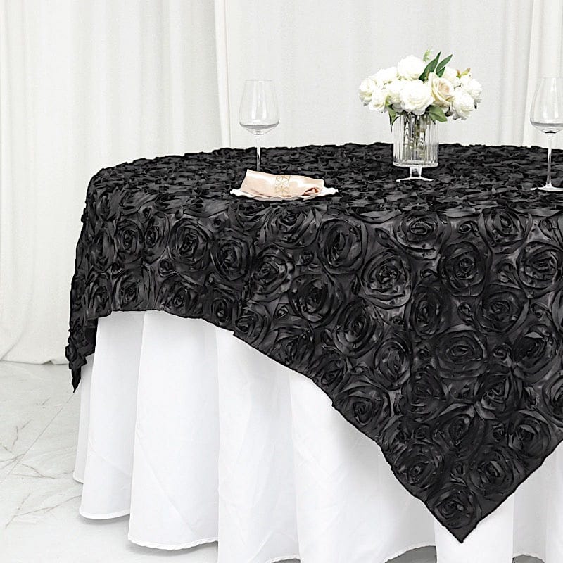 72" x 72" Satin Ribbon Roses Table Overlay