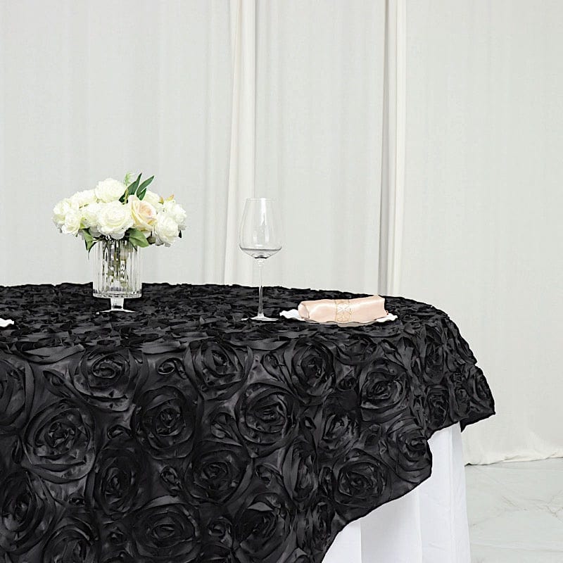 72" x 72" Satin Ribbon Roses Table Overlay
