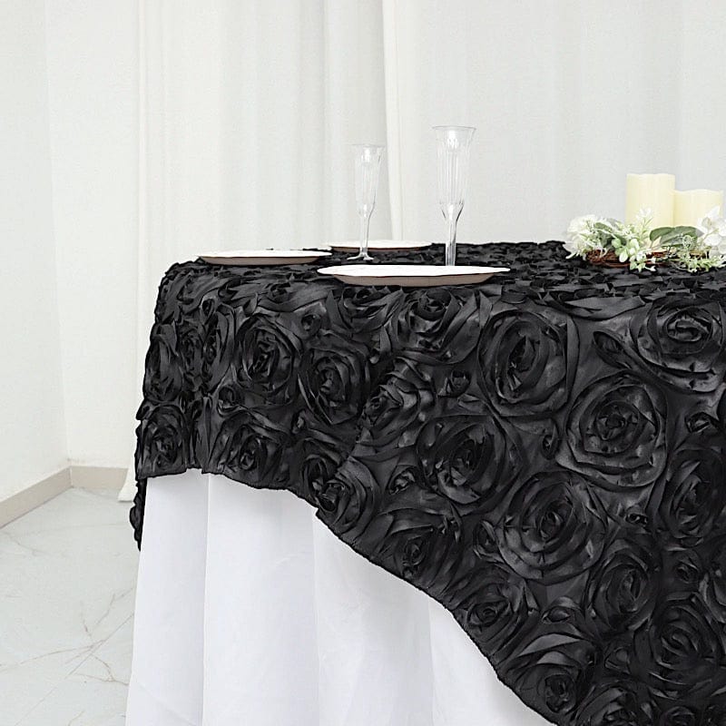 72" x 72" Satin Ribbon Roses Table Overlay