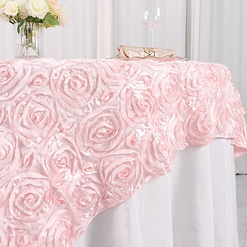 72" x 72" Satin Ribbon Roses Table Overlay