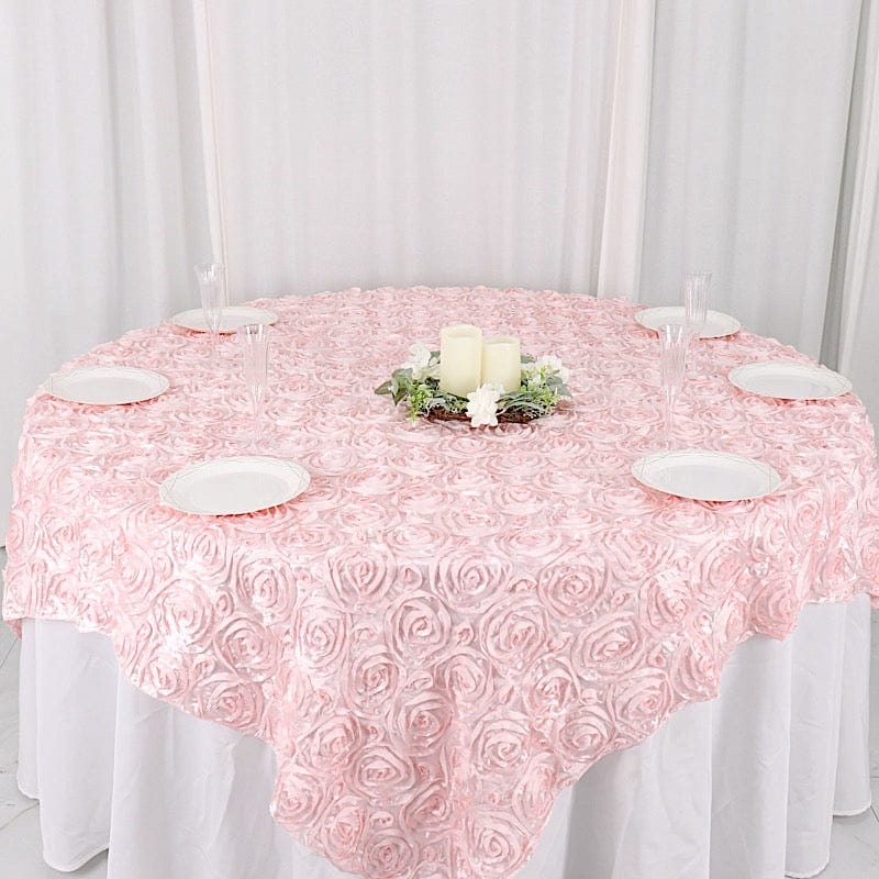 72" x 72" Satin Ribbon Roses Table Overlay