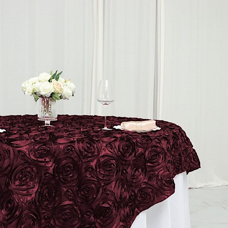 72" x 72" Satin Ribbon Roses Table Overlay
