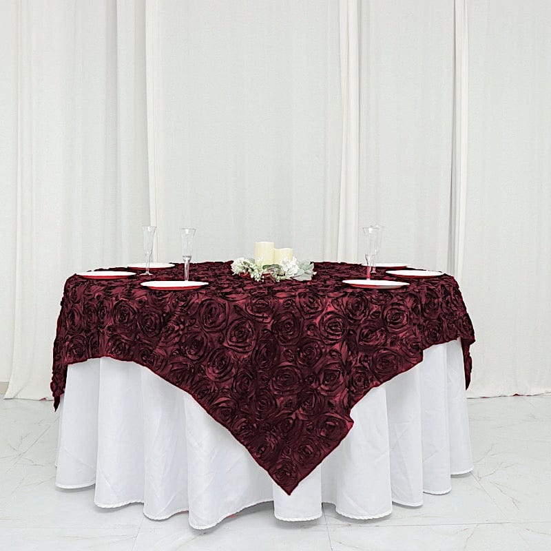 72" x 72" Satin Ribbon Roses Table Overlay