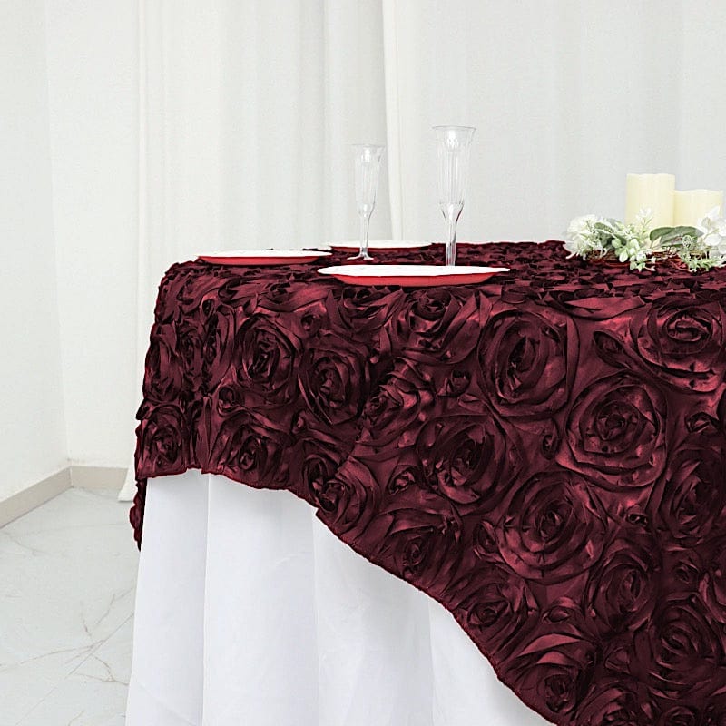 72" x 72" Satin Ribbon Roses Table Overlay
