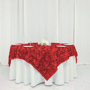 72" x 72" Satin Ribbon Roses Table Overlay