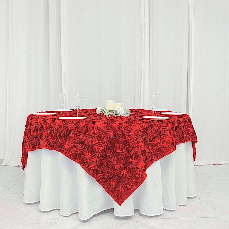 72" x 72" Satin Ribbon Roses Table Overlay