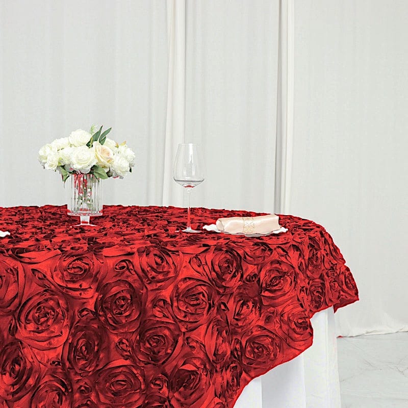72" x 72" Satin Ribbon Roses Table Overlay