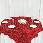 72" x 72" Satin Ribbon Roses Table Overlay