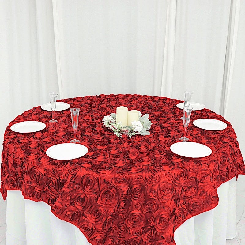 72" x 72" Satin Ribbon Roses Table Overlay