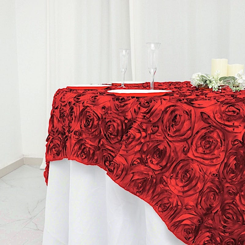 72" x 72" Satin Ribbon Roses Table Overlay