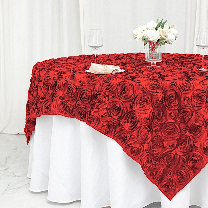 72" x 72" Satin Ribbon Roses Table Overlay