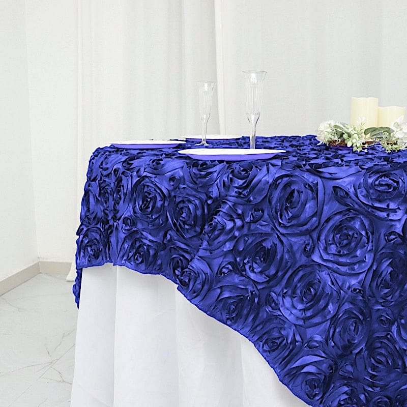 72" x 72" Satin Ribbon Roses Table Overlay