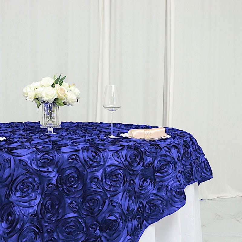 72" x 72" Satin Ribbon Roses Table Overlay