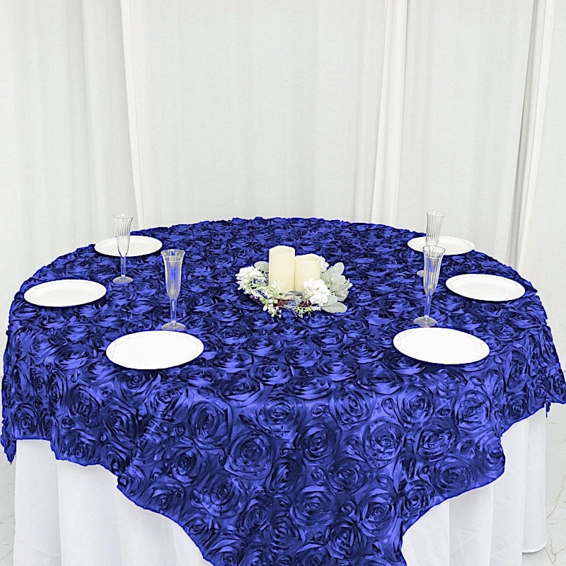 72" x 72" Satin Ribbon Roses Table Overlay